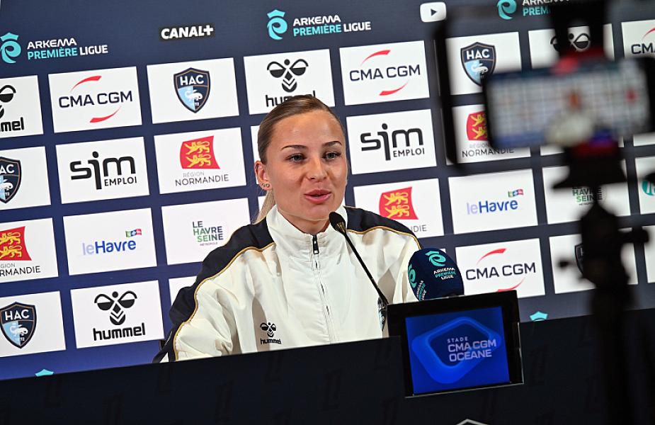 Avant RC Strasbourg - HAC, les conférences de presse de Maxime Di Liberto et de Zoé Stievenart